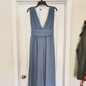 Lulus Slate Blue V-neck Pant Suit